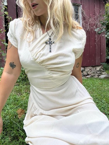 Creme crepe wrap - crepe, dress