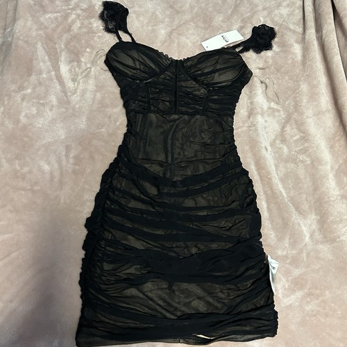 Privy black sheer mesh - sheer, lace